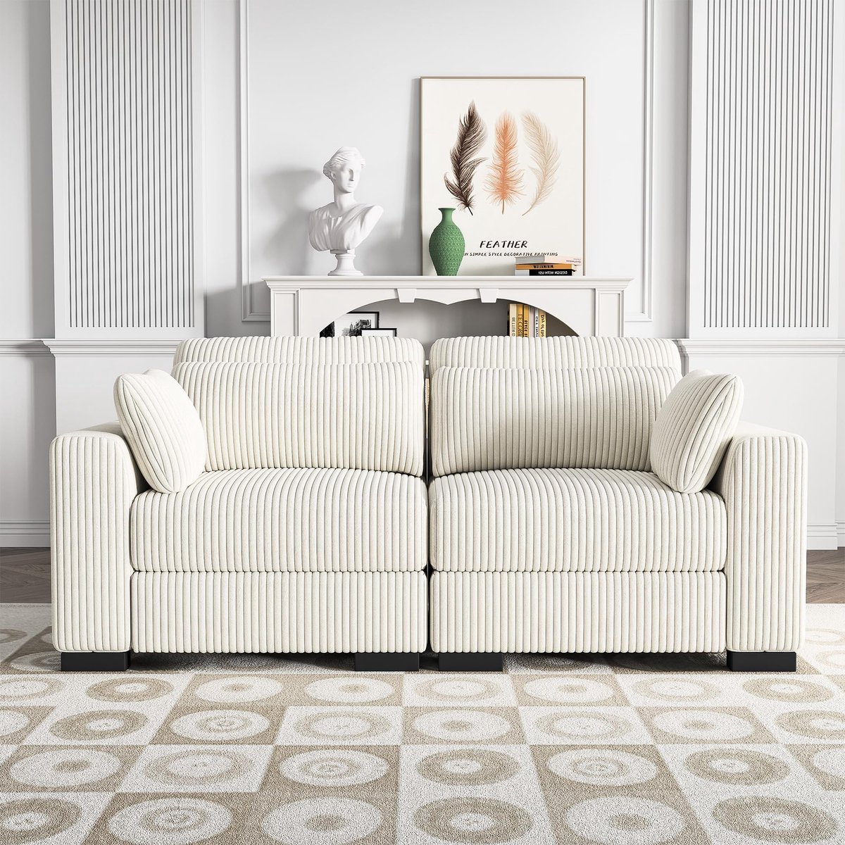 Elzusha - Modulaire Bank - Compacte Voor Eenpersoonsbank - Beige Corduroy