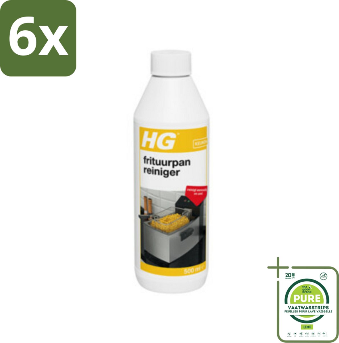 HG Frituurpanreiniger 500 ml - Voordeelverpakking - 6 stuks - Frituurpanreiniger - Vet verwijderen