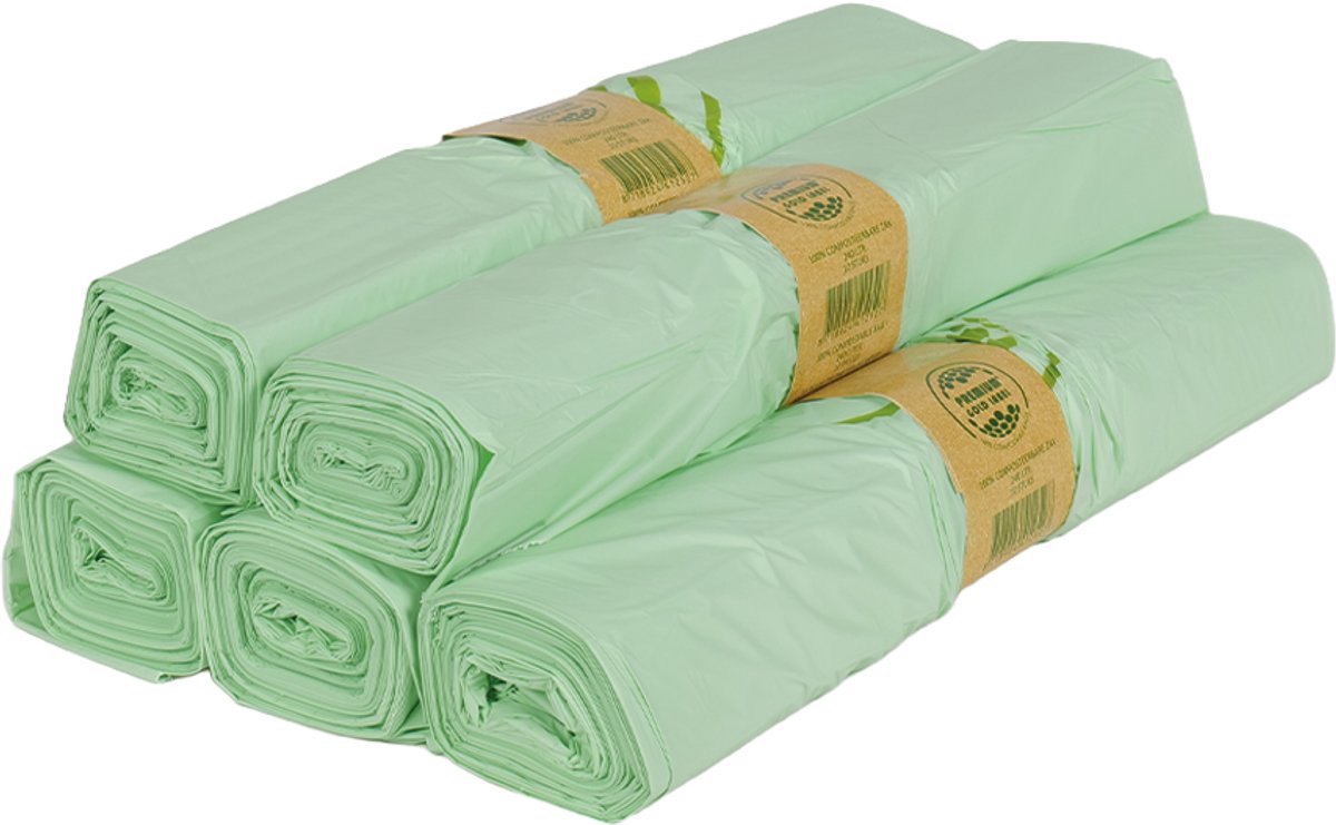 Biozakken 240 liter melkwit groen 105x140cm - 5 rollen à 10 stuks