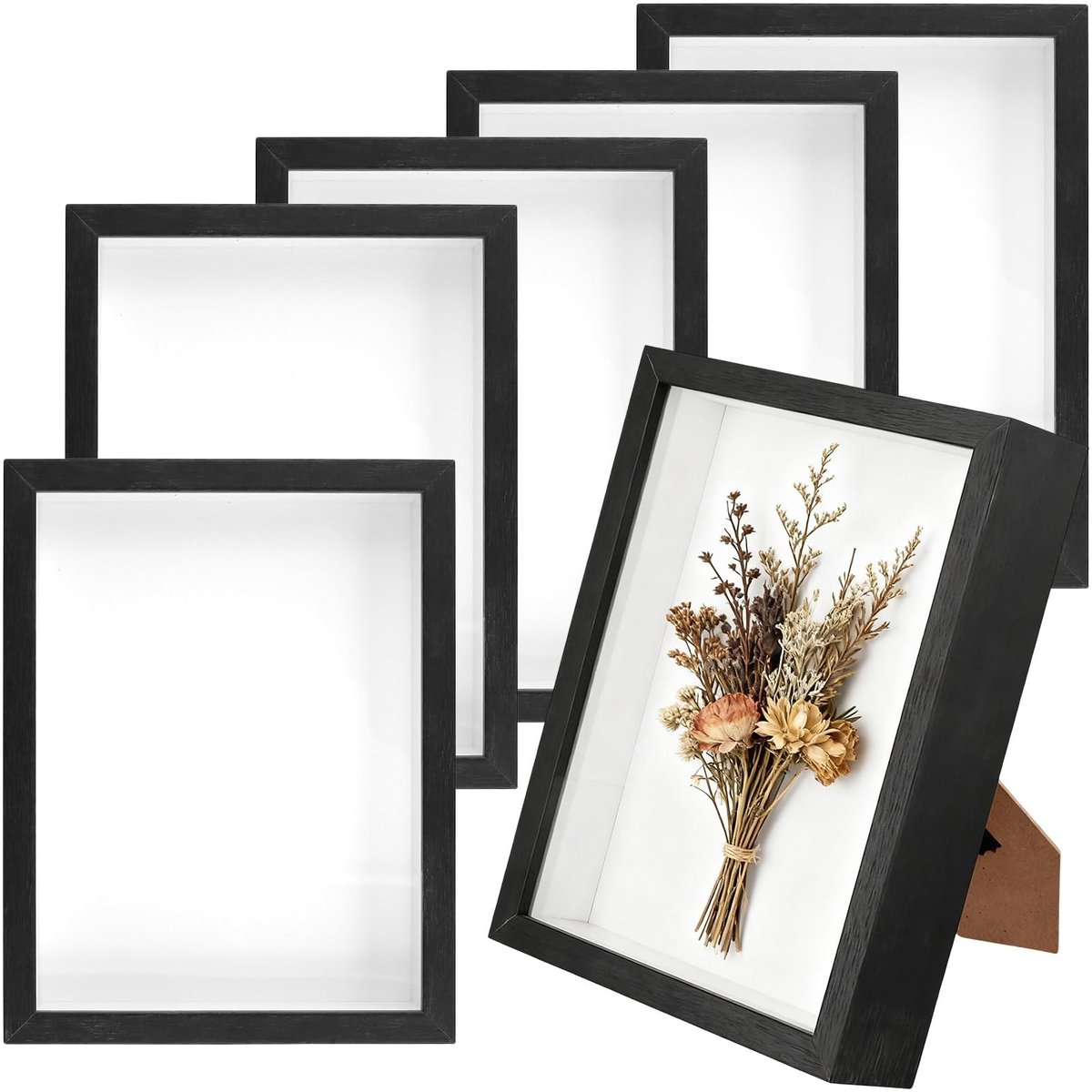 Elzusha - Set van 6 Diepe Schaduwdozen - Houten Fotolijsten voor 3D Items