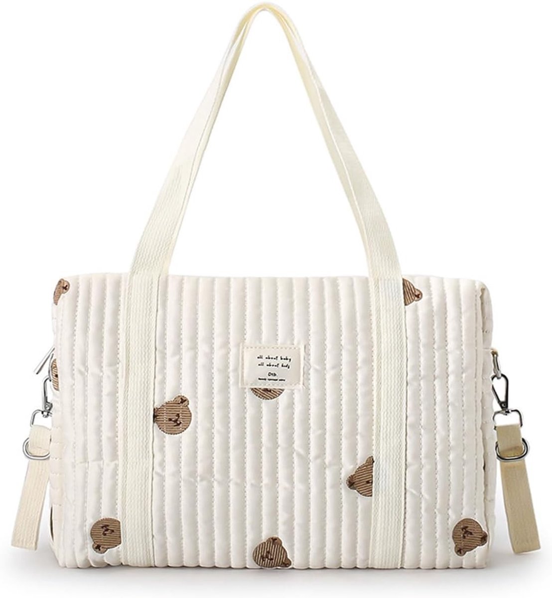 Handtas voor Kinderwagen, Opbergtas voor Kinderwagens, Luiertas met Rits en Borduursel, Universele Organizer voor Kinderwagens