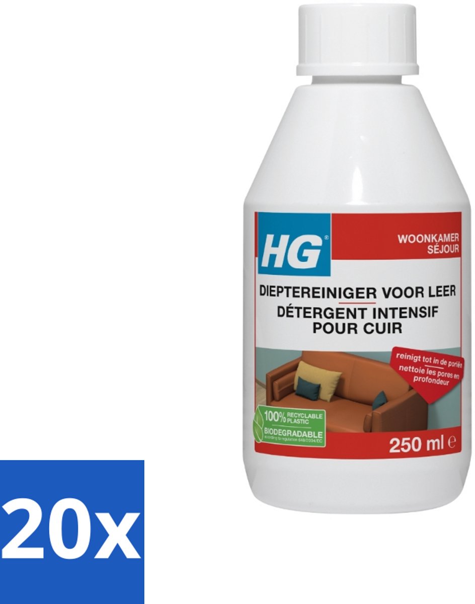 20 x HG Dieptereiniger Voor Leer 250 ml - Leer Reinigen - Leer Reiniger - Diepte Reiniger - Leer Reinigen Zonder Schade - Leer Finish Reinigen