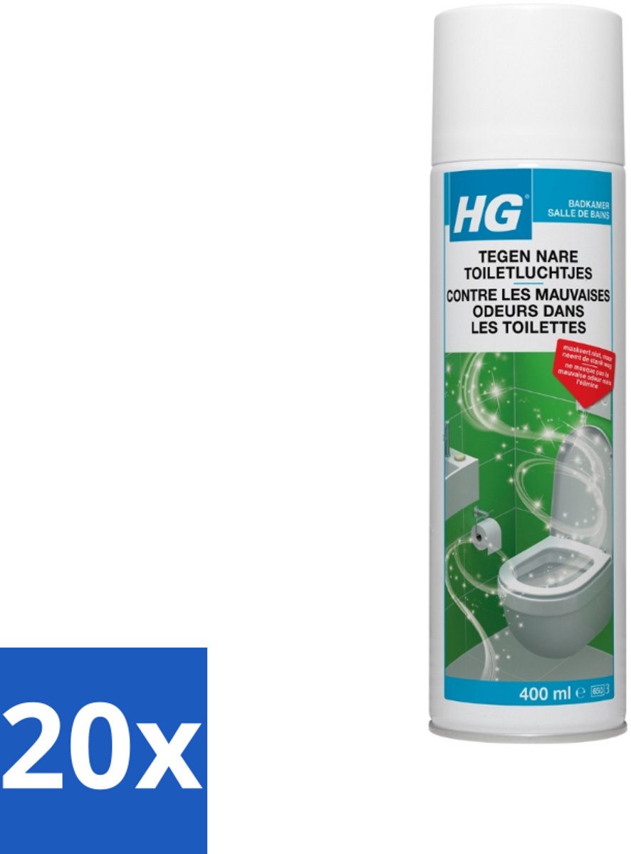 20 x HG Tegen Nare Toiletluchtjes 400 ml - Toiletlucht Neutraliseren - Nare Geur Weg - Lucht Reinigen - Geur Neutraliseren - Badkamer Geur