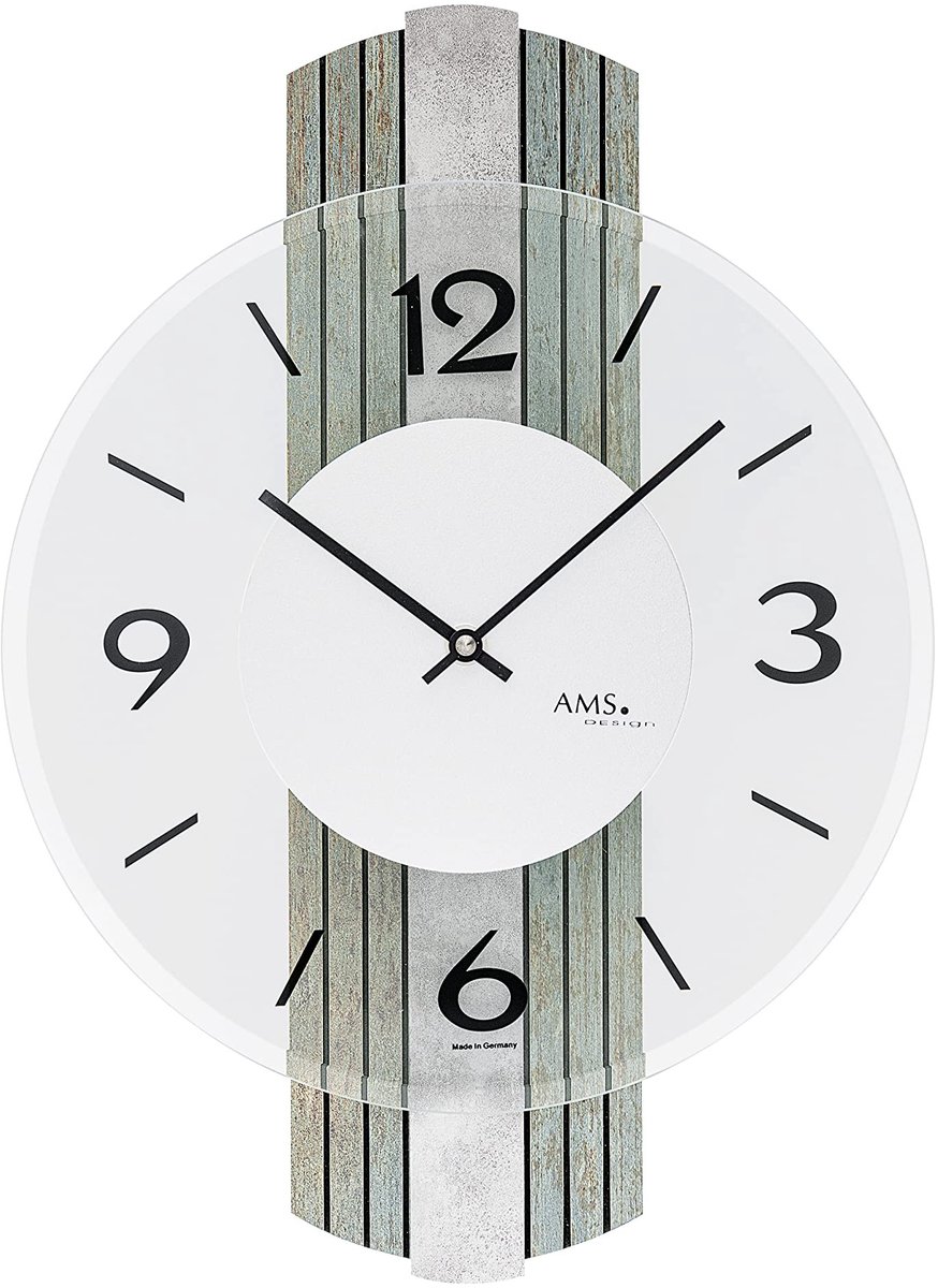 Elzusha - Wandklok met kwartsbeweging - Hout - Grijs