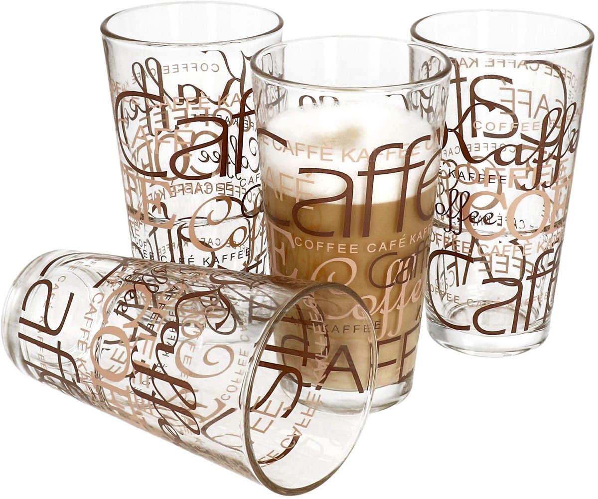 Elzusha - Set van 4 Stapelbare Latte Macchiato Mokken 39 cl