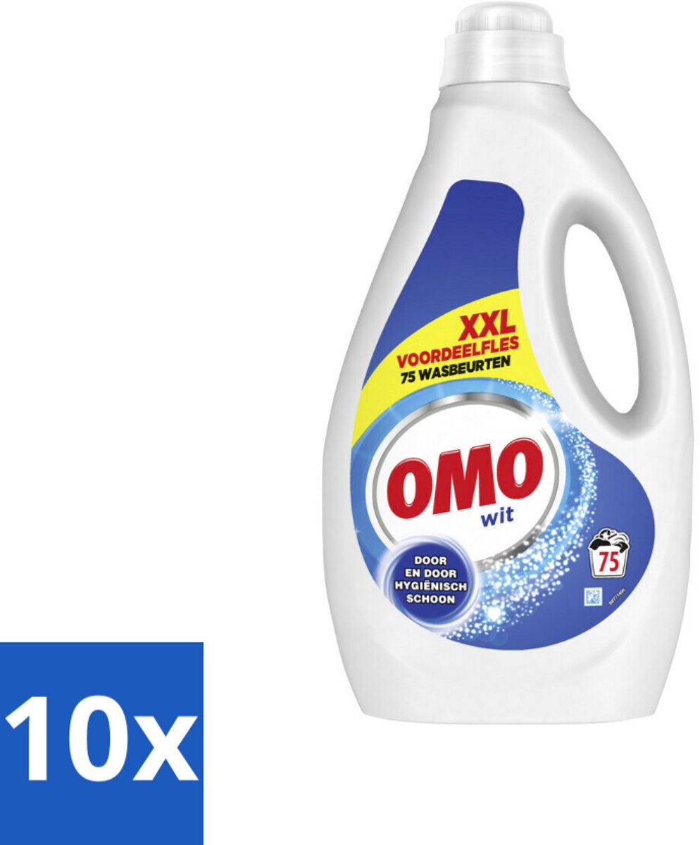 OMO – Vloeibaar Wasmiddel – Wit XXL – 75 Wasbeurten - Bulkverpakking - 10 stuks
