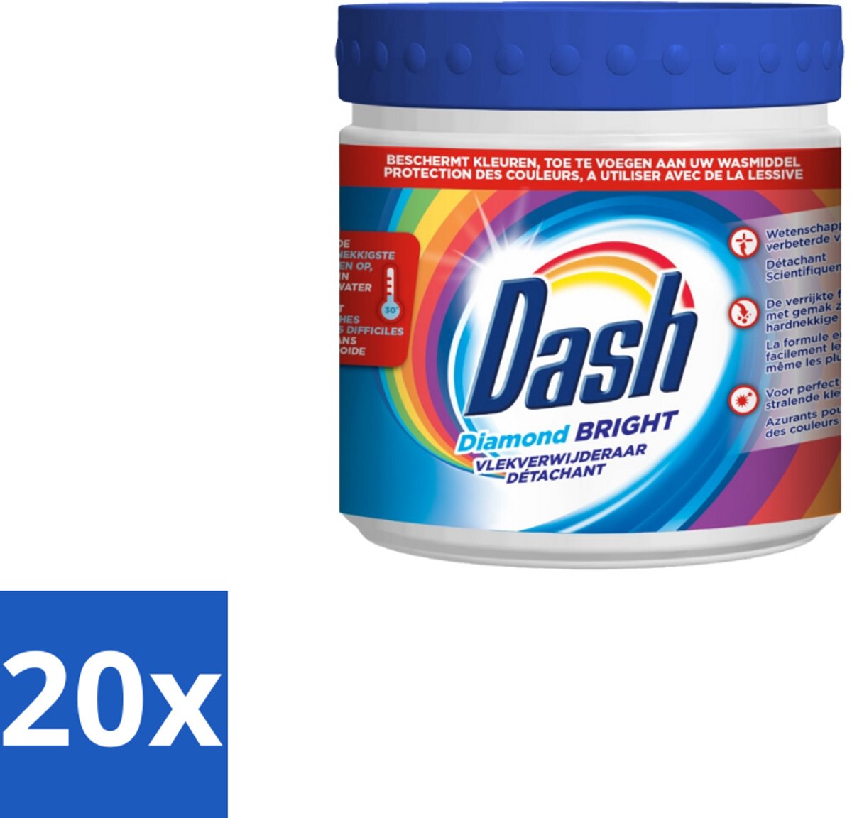 Dash – Vlekverwijderaar – Diamond Bright Kleur – 500 g - Bulkverpakking - 20 stuks