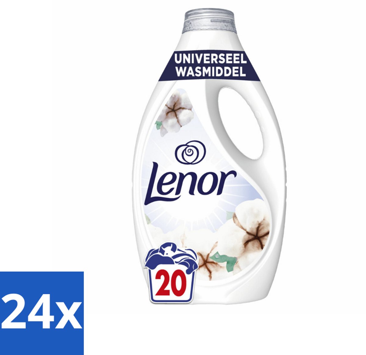 Lenor – Wasmiddel – Katoen Fris – 20 Wasbeurten - 900 ml - Voordeelverpakking - 24 stuks