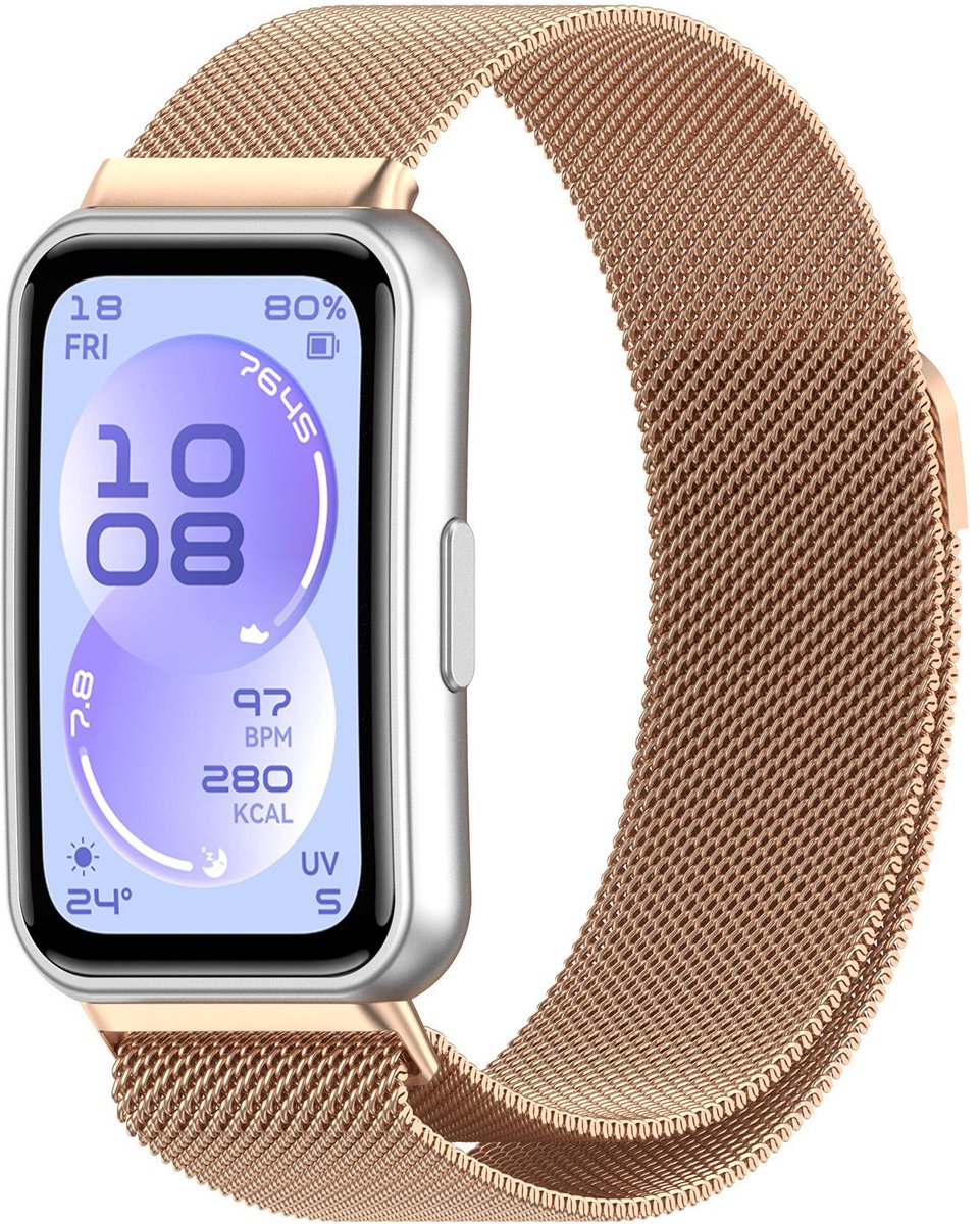 By Qubix - Milanese bandje - Champagne goud - geschikt voor Huawei Band 11 / 11 pro