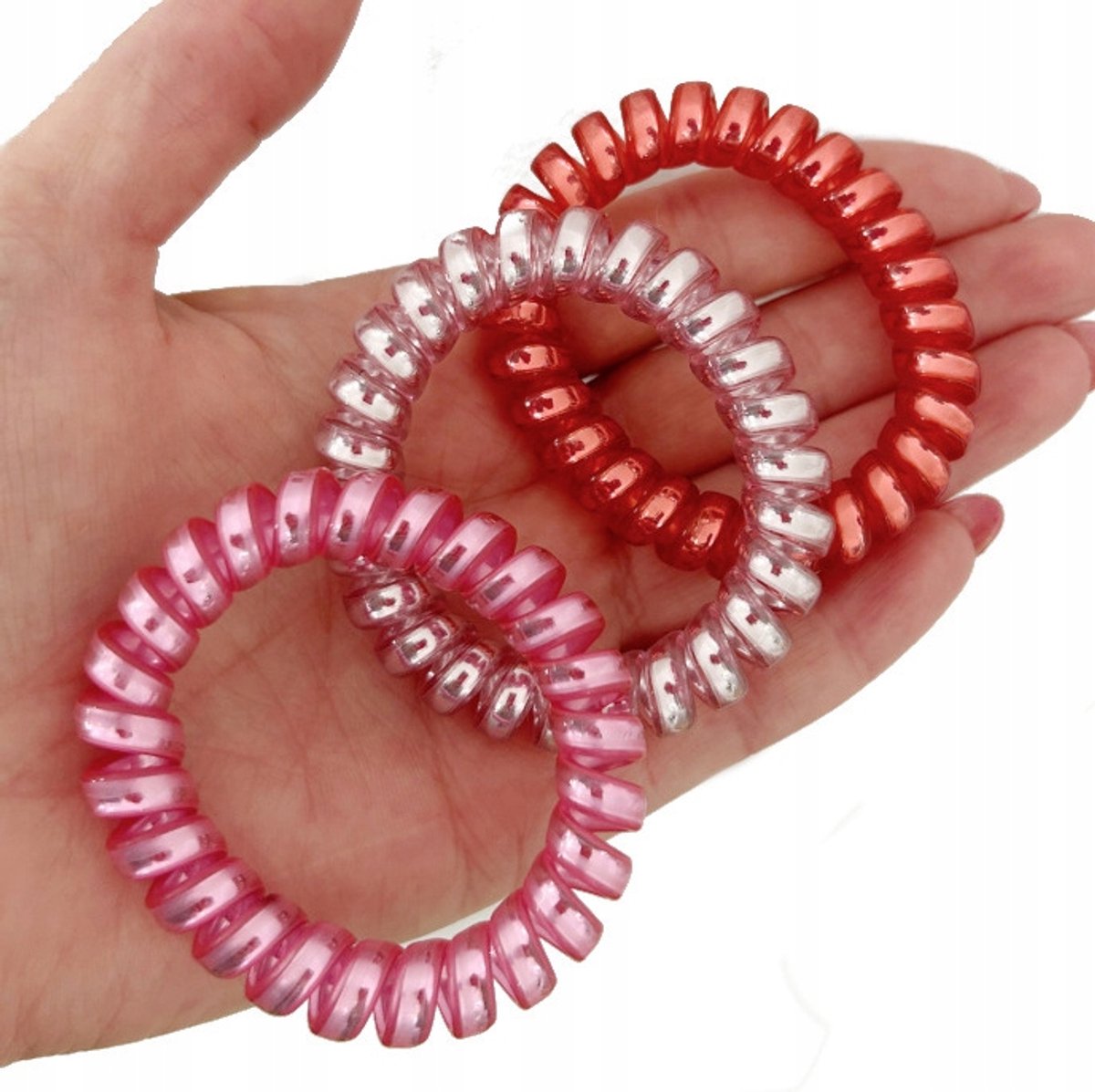 Haarelastiekjes Set 3 Stuks - Grote Sterke Spiraal - Roze Mix