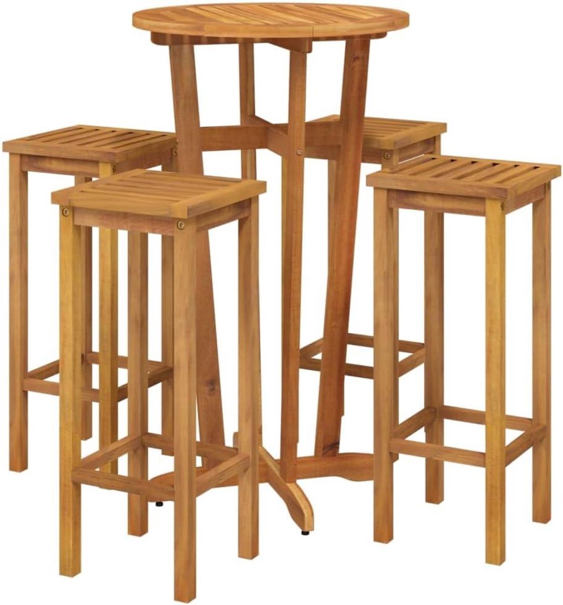 Tuinbarset 5-delig - Statafel set - Buiten dineren - Massief acaciahout - N.v.t. - Houtkleur