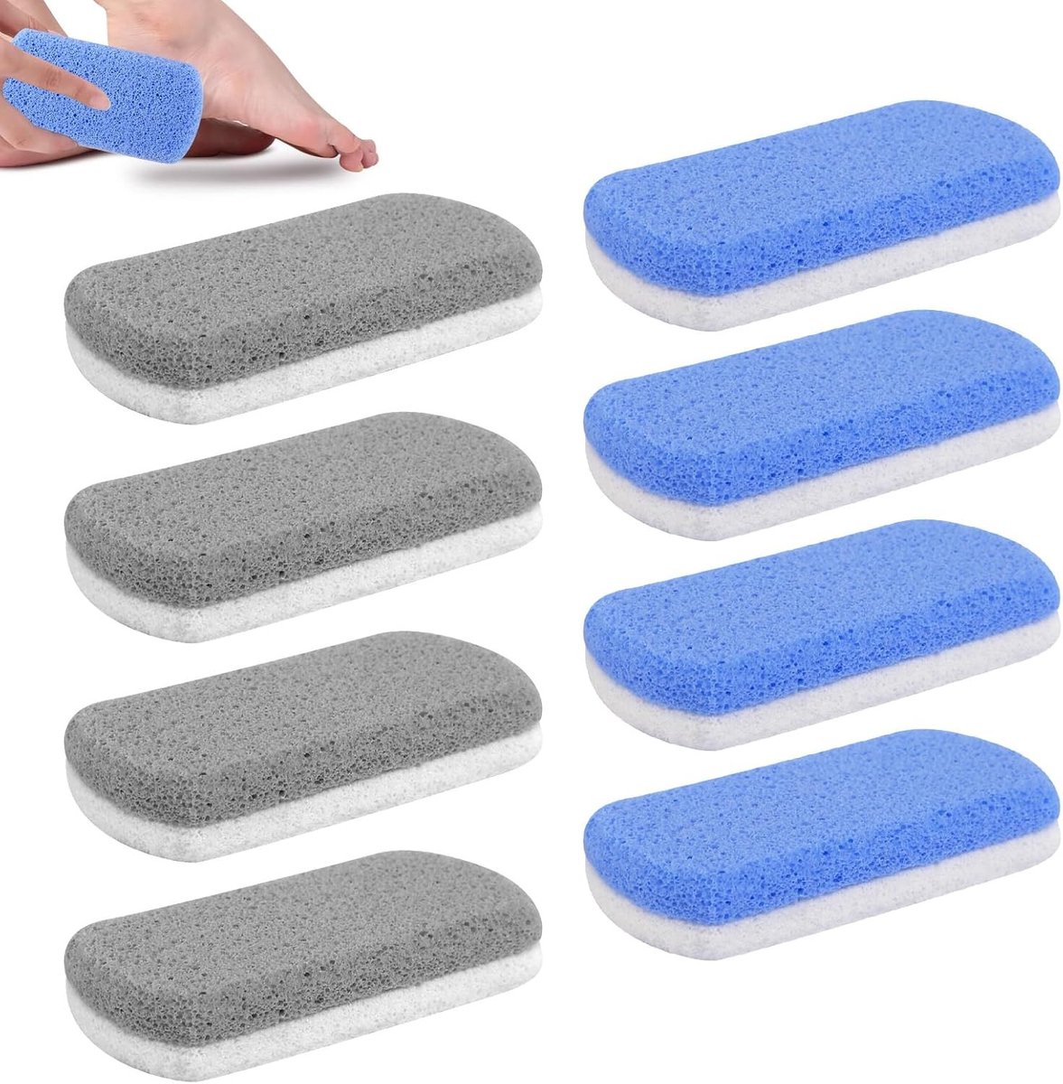 Voetverzorging met Pumice Steen, Set van 8, Dubbelzijdige Voetvijl voor Eelt, Dode Huid en Nagelriemen Verwijdering