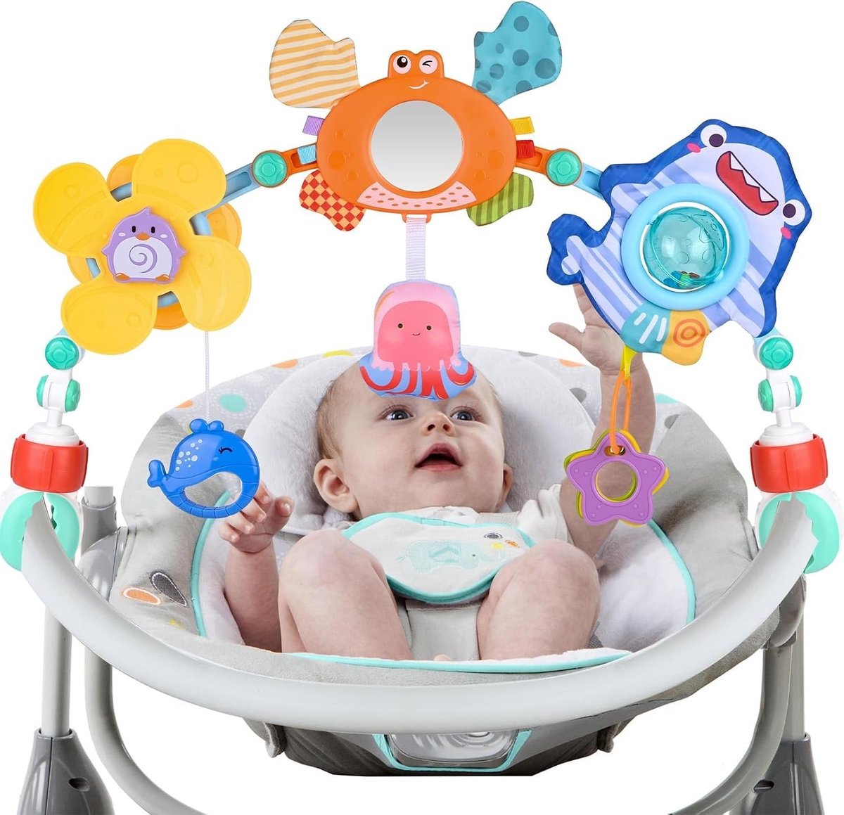 Verstelbaar Muzikaal Speelgoed voor Kinderwagen en Wieg - Sensory Activiteiten, Opvouwbaar en Geschikt voor Autostoel
