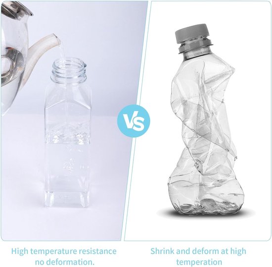 Set van 8 herbruikbare 400ml plastic flessen voor smoothies, sap en shots - Transparante flessen voor koelkast, juicer en dranken — afbeelding 3