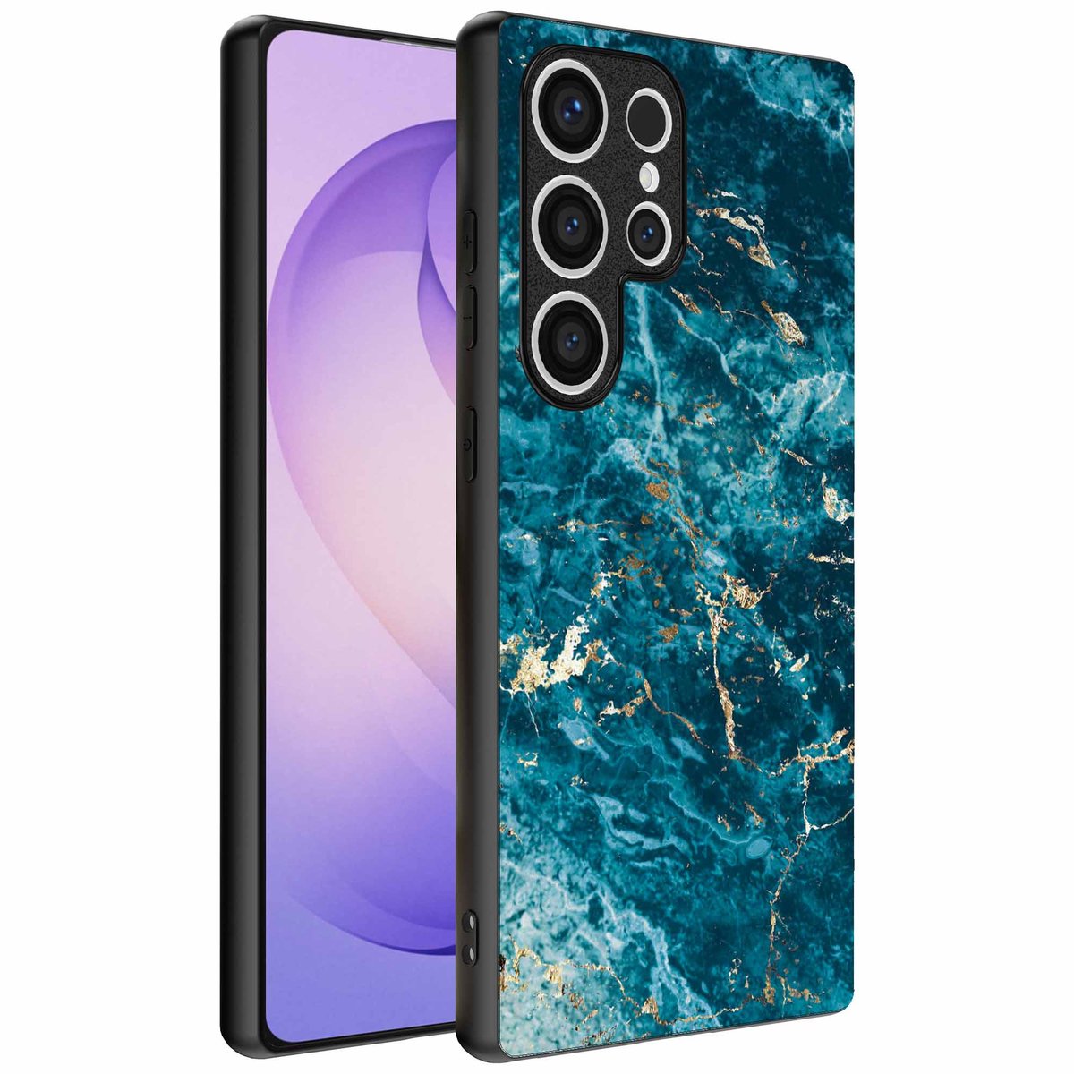 Geschikt voor Samsung Galaxy S26 Ultra Telefoonhoesje met marmer opdruk - TPU backcover case blue marble design - Blauw - Smartphonica geschikt voor Samsung Galaxy S26 Ultra