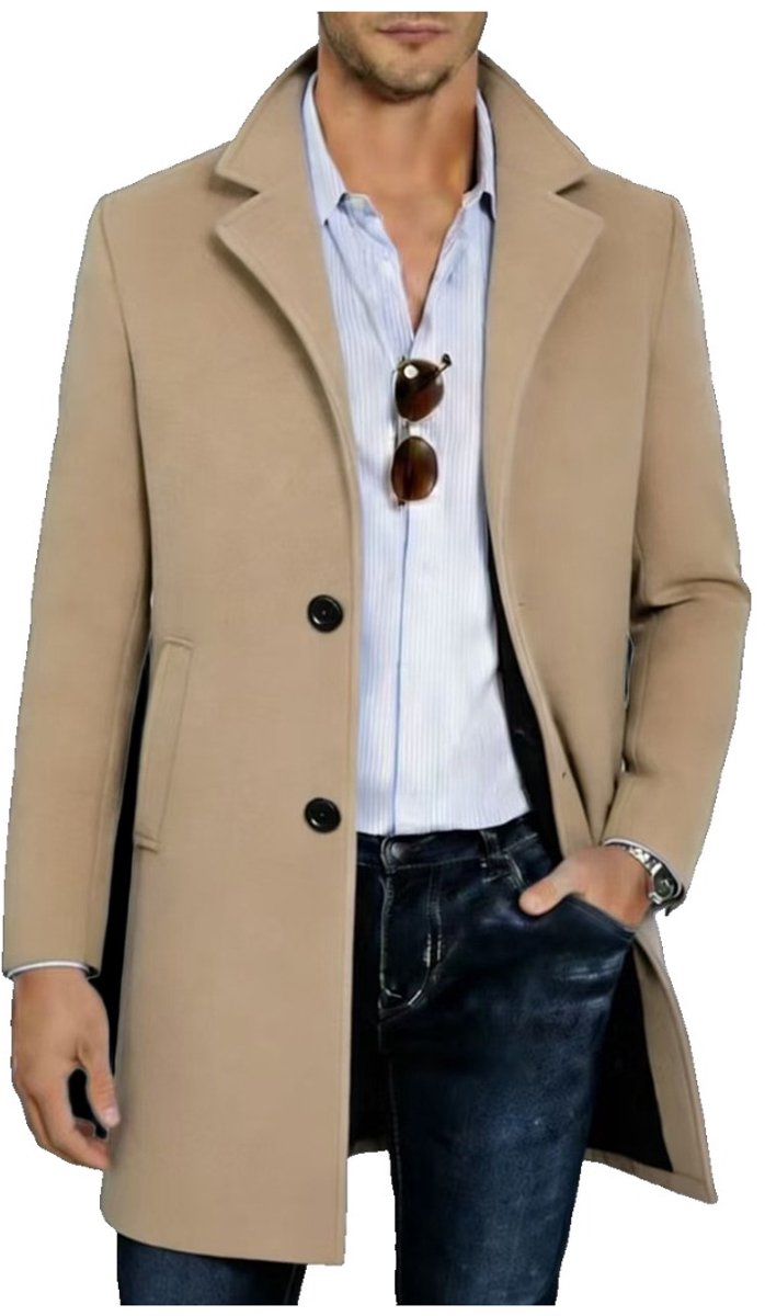 Currero Trenchcoat Winterjas Heren Mantel Jas Mantels Winter Herfstjas Volwassen Stijlvol Knopen Beige