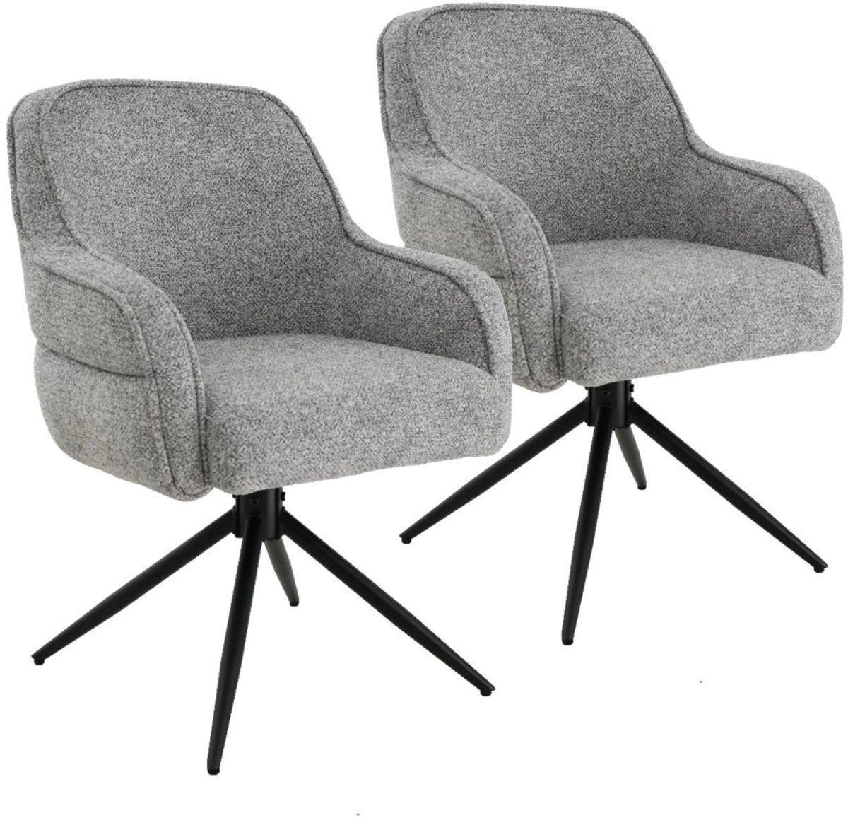 DS4U® - Loisa armstoel met terugdraaifunctie - Set van 2 - Grijs - Stof