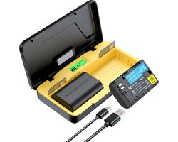 Dual Battery Oplader Set voor Canon Camera's met 2x 3000mAh Batterijen en LCD Scherm - Snellader voor EOS 5D, 6D, 7D, 60D, 70D, 80D, 90D, XC10, XC15, R, R5, R6, R7