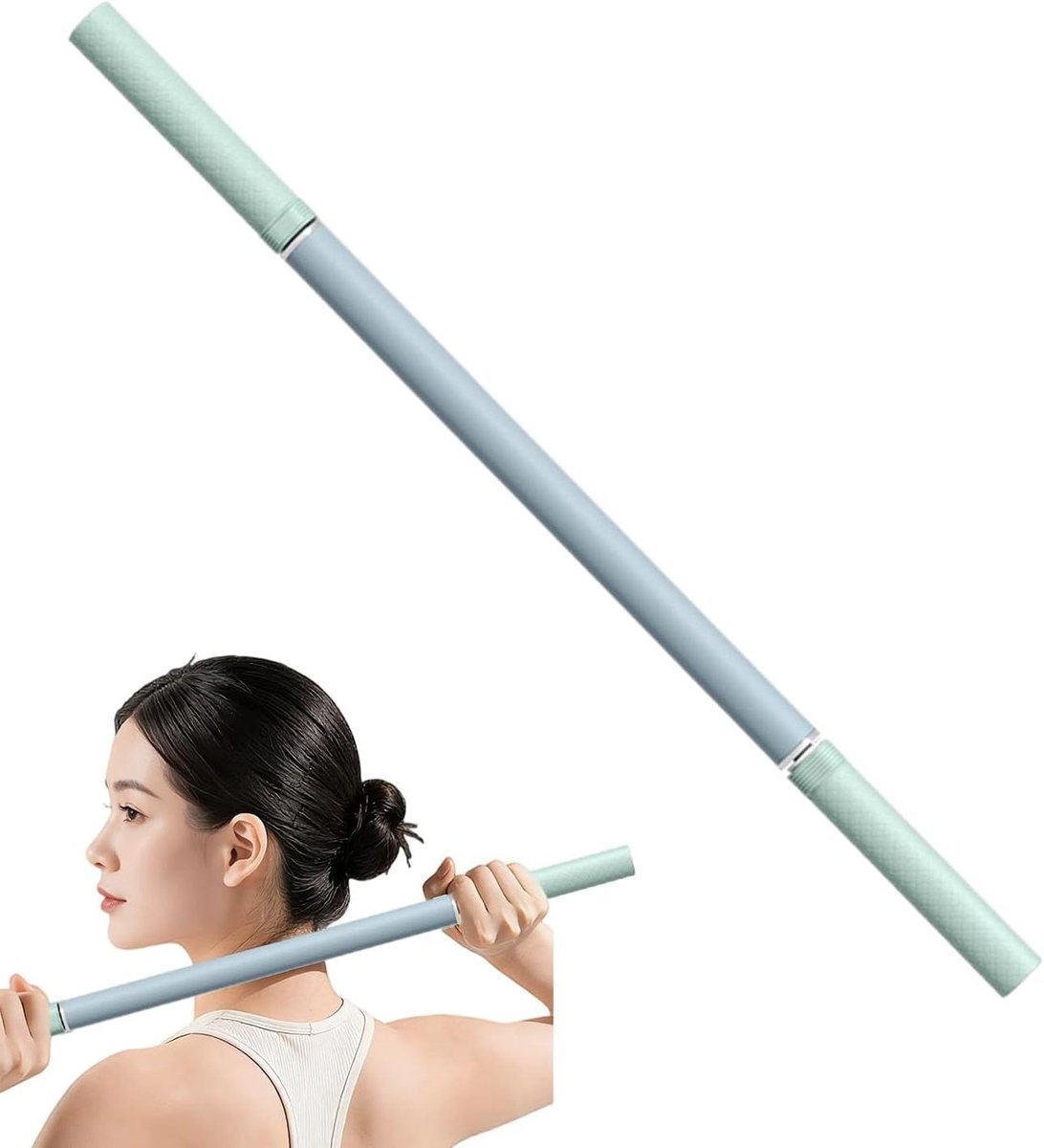 Correctiestaaf Yogastick - Massage Tool - Spierherstel Ontspanning - Ergonomisch Mobiliteitsontwerp - 45 cm Lengte - Zilver