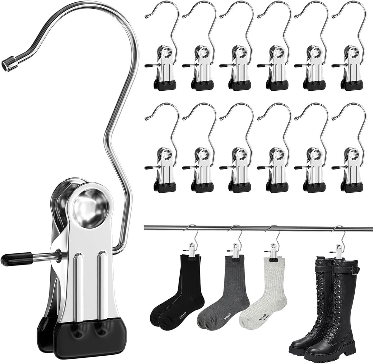 Knijphangers - Roestvrij Staal - 11 cm - Antislip en Ruimtebesparend - Voor Kleding en Schoenen