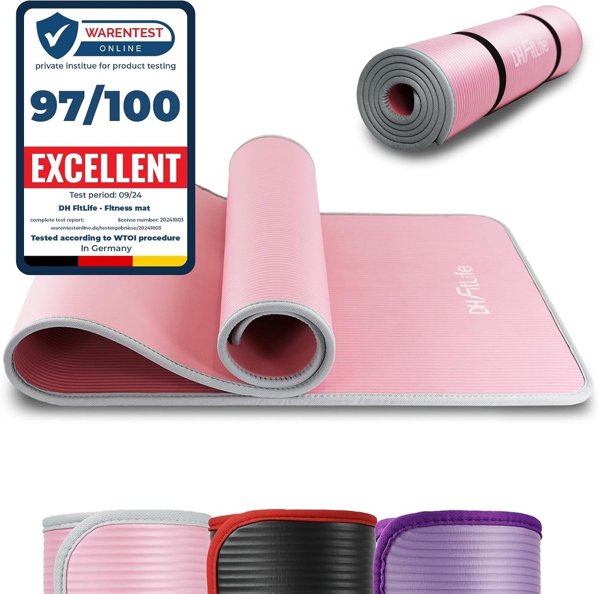 Fitnesmat - Roze - 183 x 61 x 1 cm - Antislip - Voor Sporttraining
