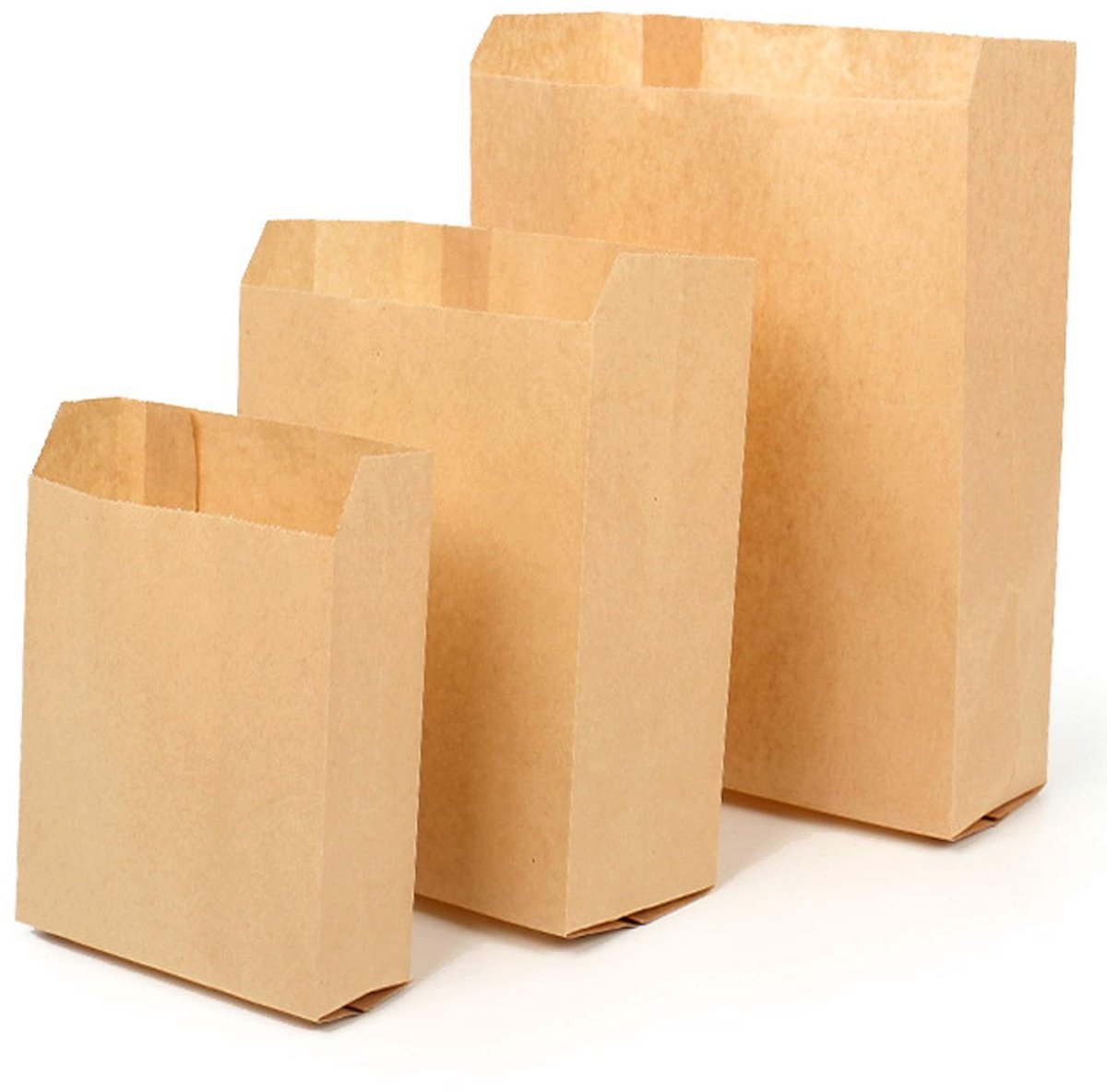 Elzusha - Set van 100 Papieren Snackzakken - Bruin, 22 x 12,5 x 7,5 cm