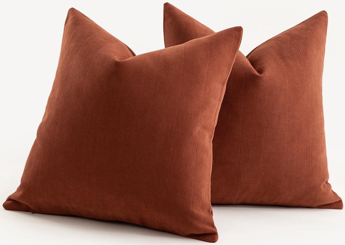 Elzusha - Set van 2 Chenille Kussenhoezen 40x40cm Rust
