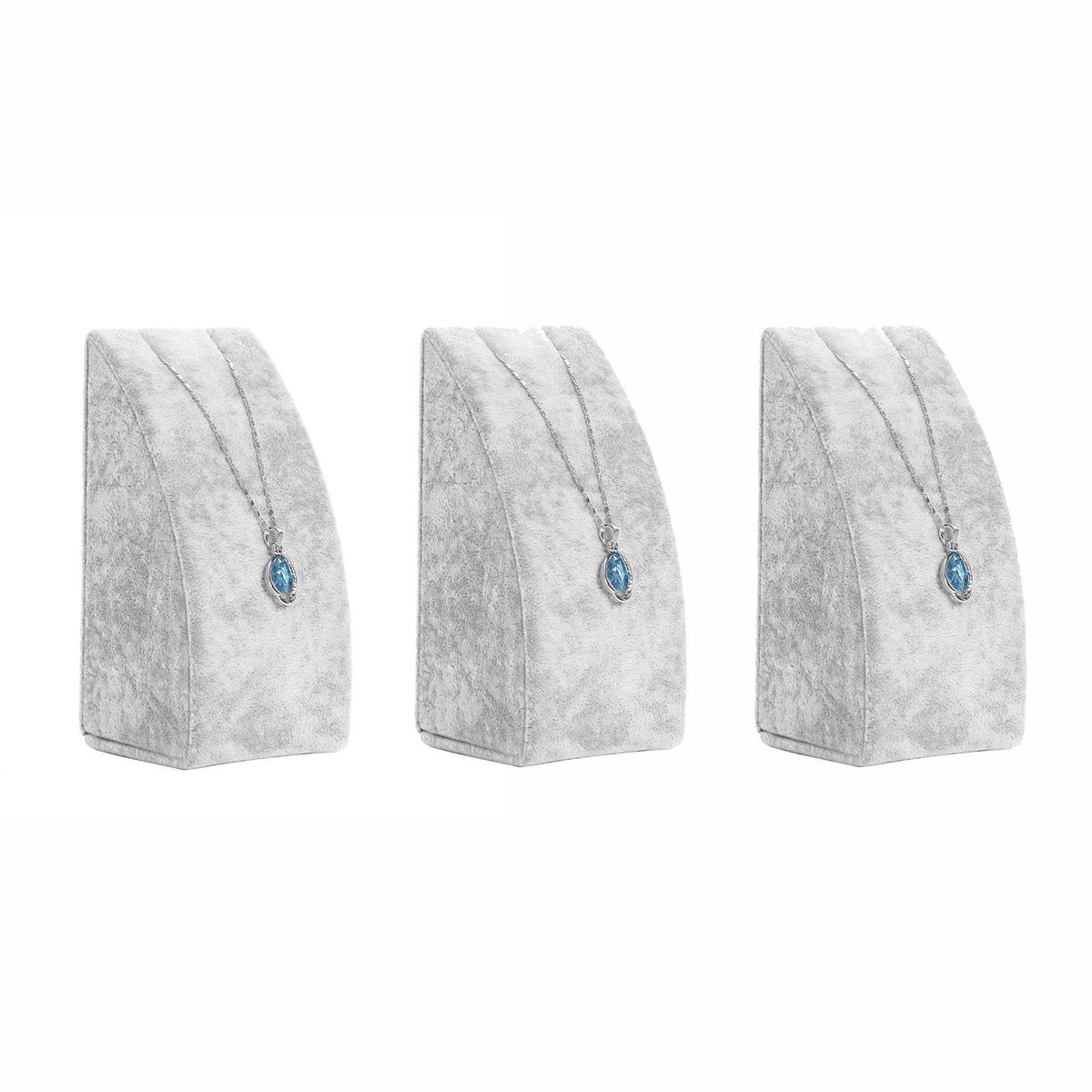 Elzusha - 3-delige sieradenorganizer - Grijze velvet displayhouder