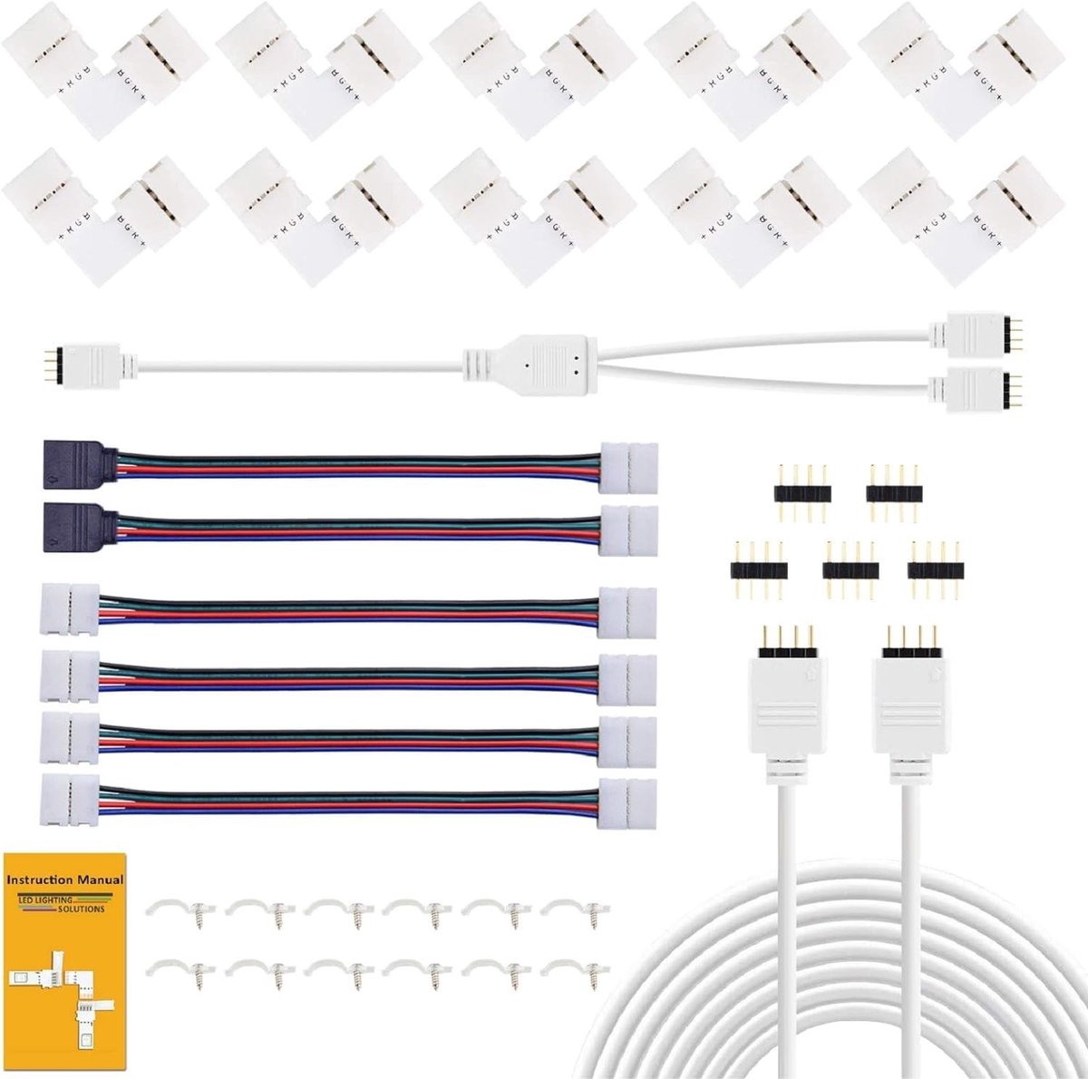 Elzusha - LED Strip Connector Set met 10mm 4-Pin Adapter