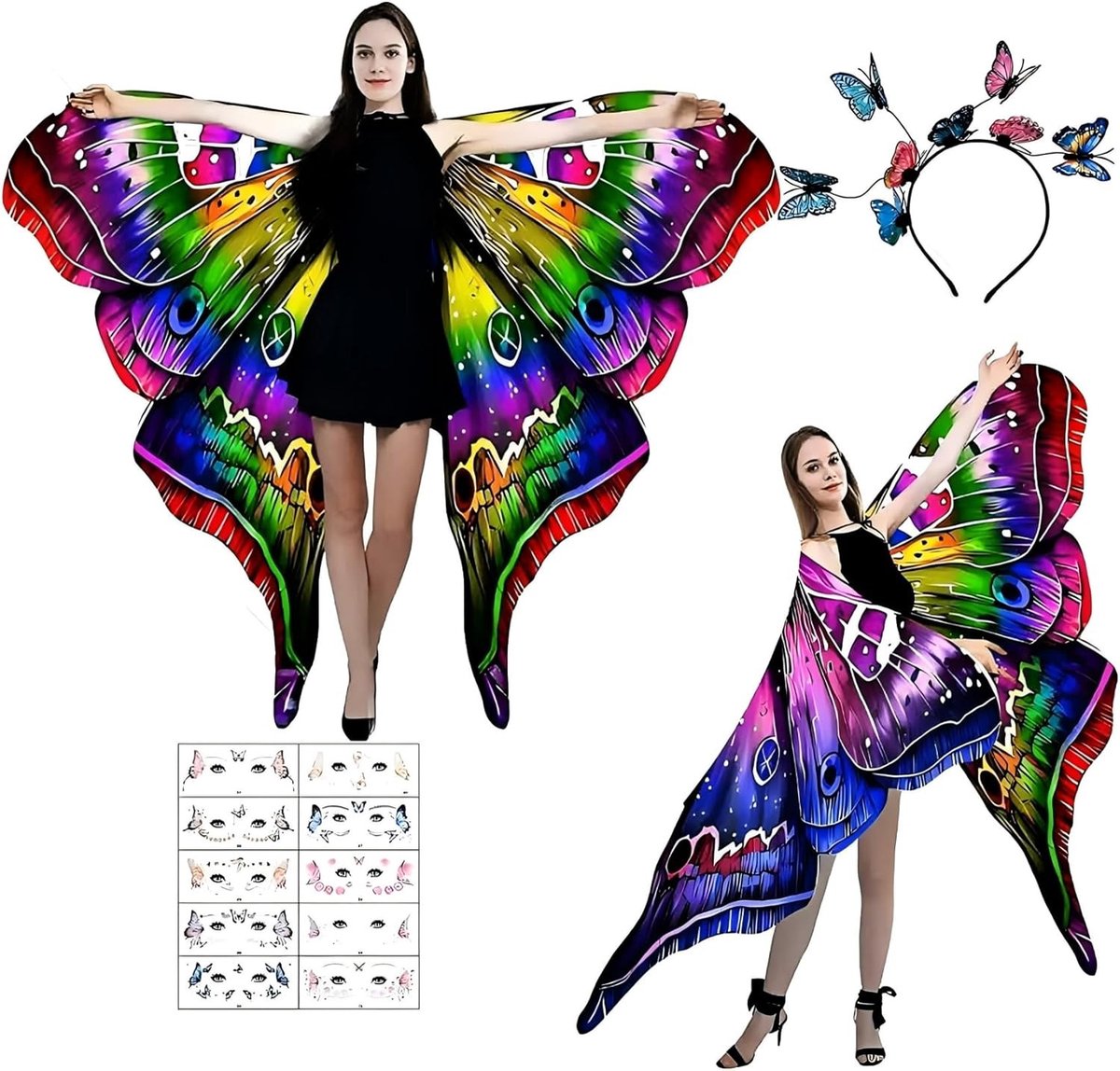 Dubbelzijdige Vlindervleugels voor Volwassenen - Carnaval, Halloween en Cosplay Kostuum Accessoire