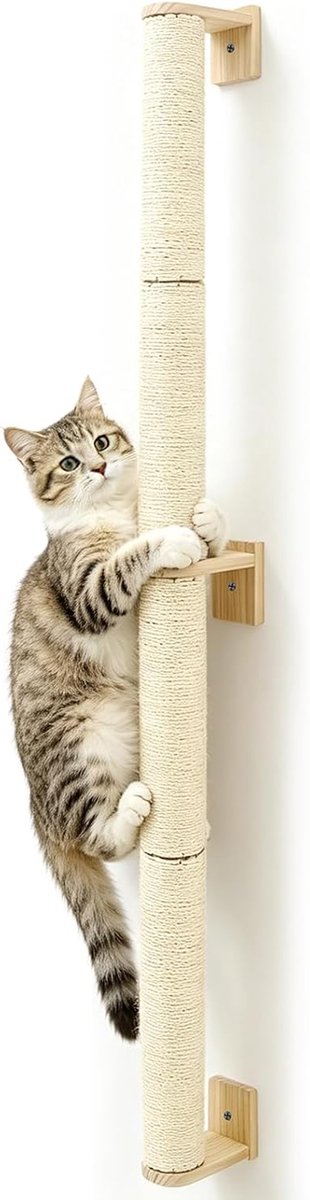 Klimwand Katten - Wand Krabpaal - Katten Klimmen - Vrije Combinatie - 140 cm - Beige
