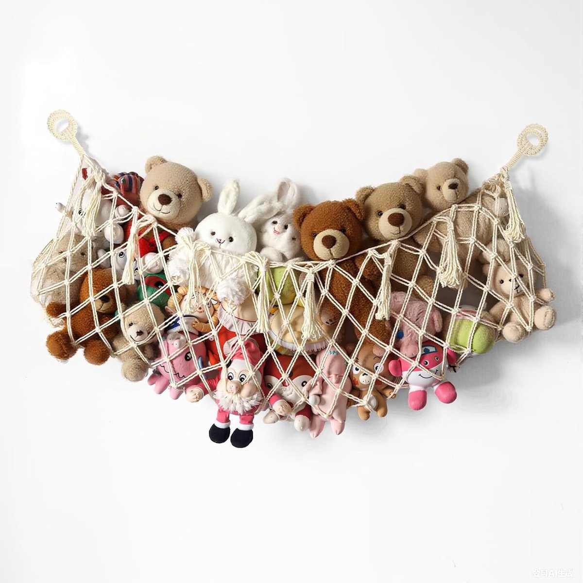 Hammock voor Knuffeldieren, Macrame Opbergnet, Hangende Organizer voor Speelgoed en Knuffels in Wit
