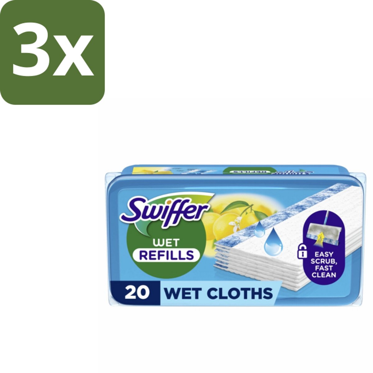 Swiffer - Vloerdoekjes – Citrus Fresh – 20 doekjes - Bulkverpakking - 3 stuks