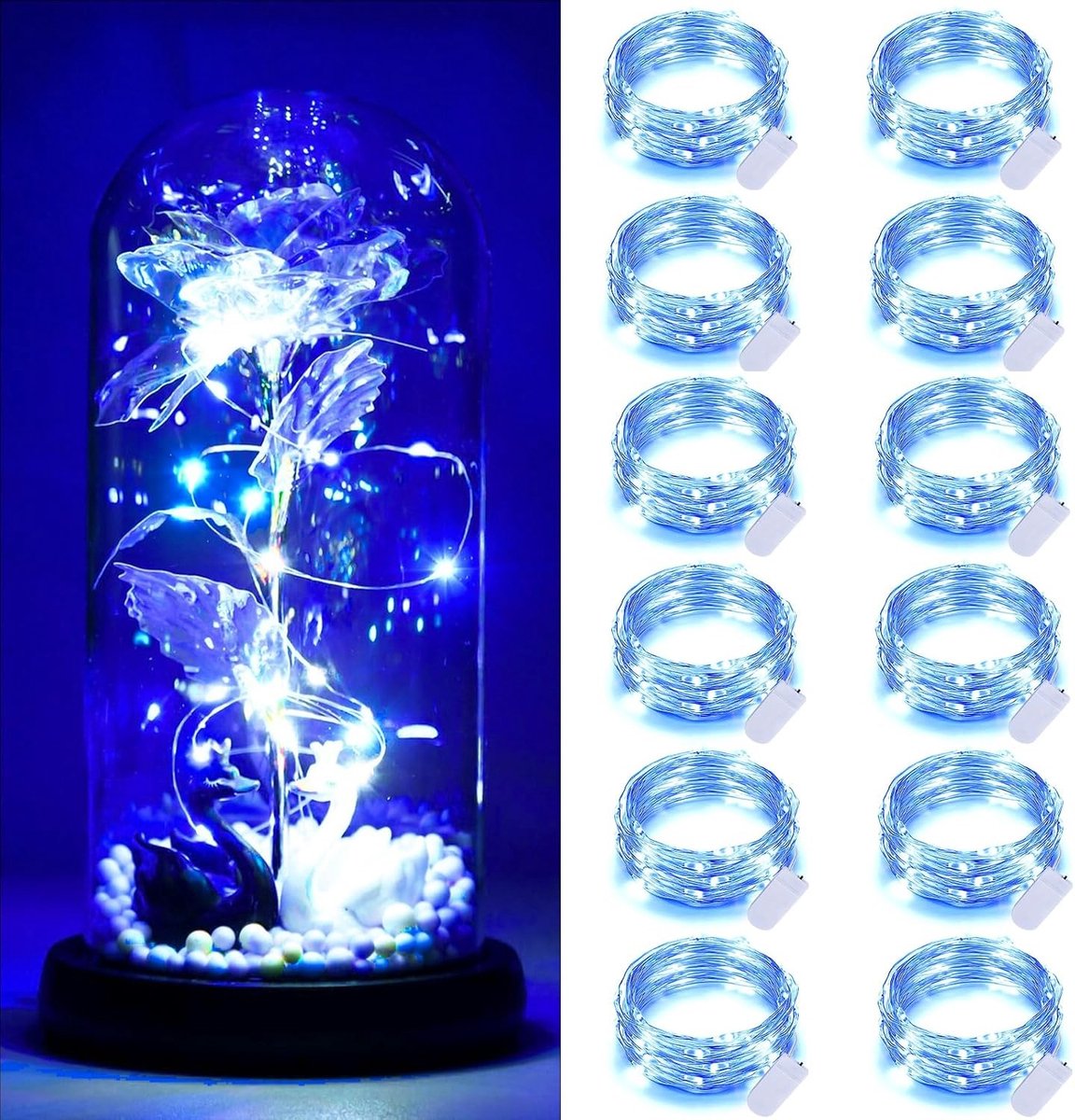 LED Lichtketting - Blauw - 2 m - Waterdicht Koperdraad met Batterij - Voor Feest en Bruiloft