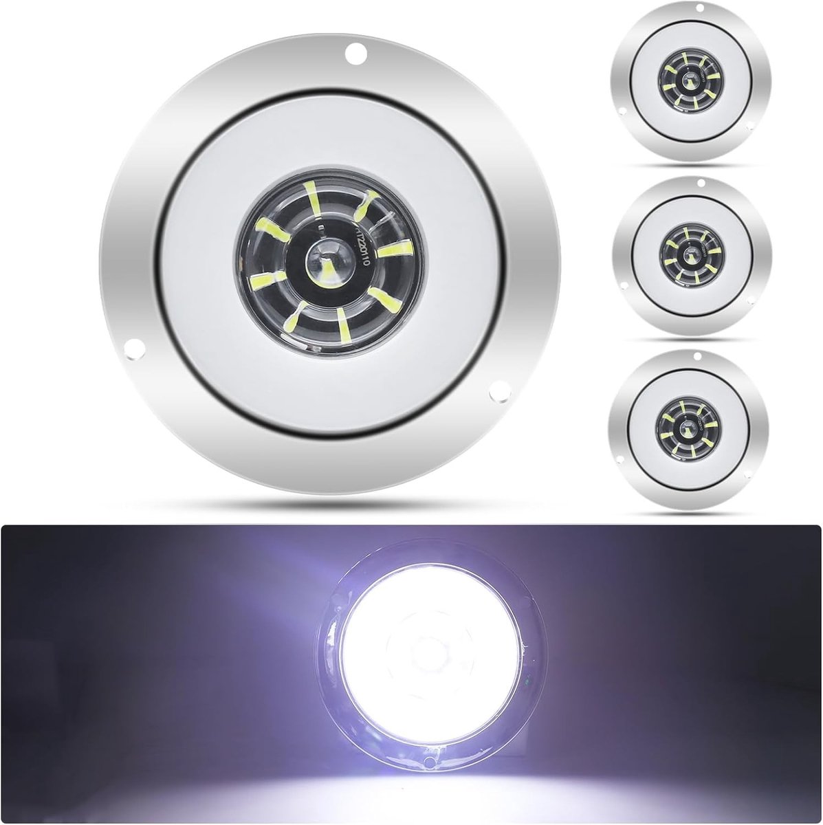 Ronde 24-LED Achterlichten voor Aanhangwagen, Waterdichte Trailer Verlichting met Chrome Afwerking, Set van 4 Stuks voor Vrachtwagen, Camper en Boot