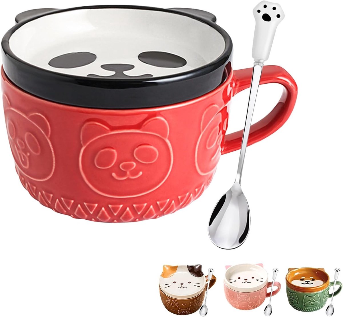 Schattige Kawaii Panda Mok met Deksel voor Koffie, Perfecte Cadeau voor Dierenliefhebbers, Vrouwen en Kinderen, Verjaardag en Kerst