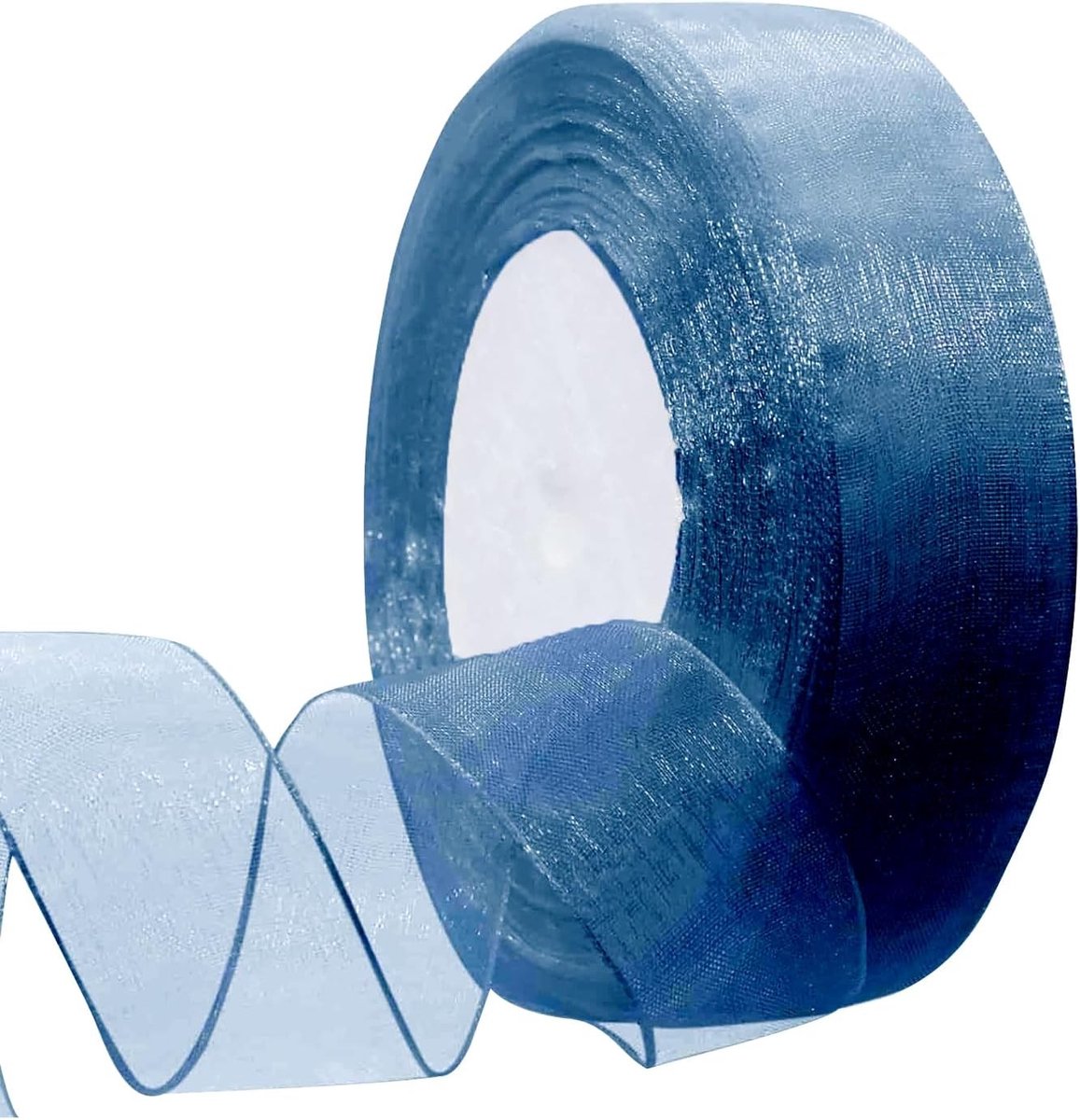 Organza Lint in Transparant Mid Blauw - 45m x 2cm - Perfect voor Bruiloft, Cadeaus en DIY Decoraties