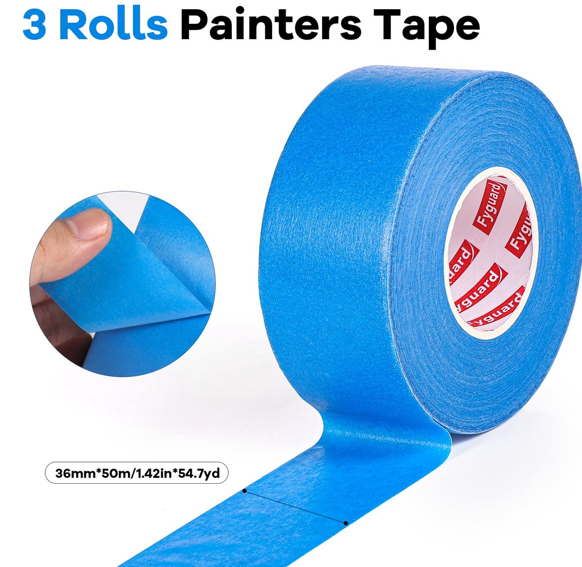 Fyguard 3 rollen schilderstape blauw, 36 mm x 50 m, zonder resten - ShopVlot