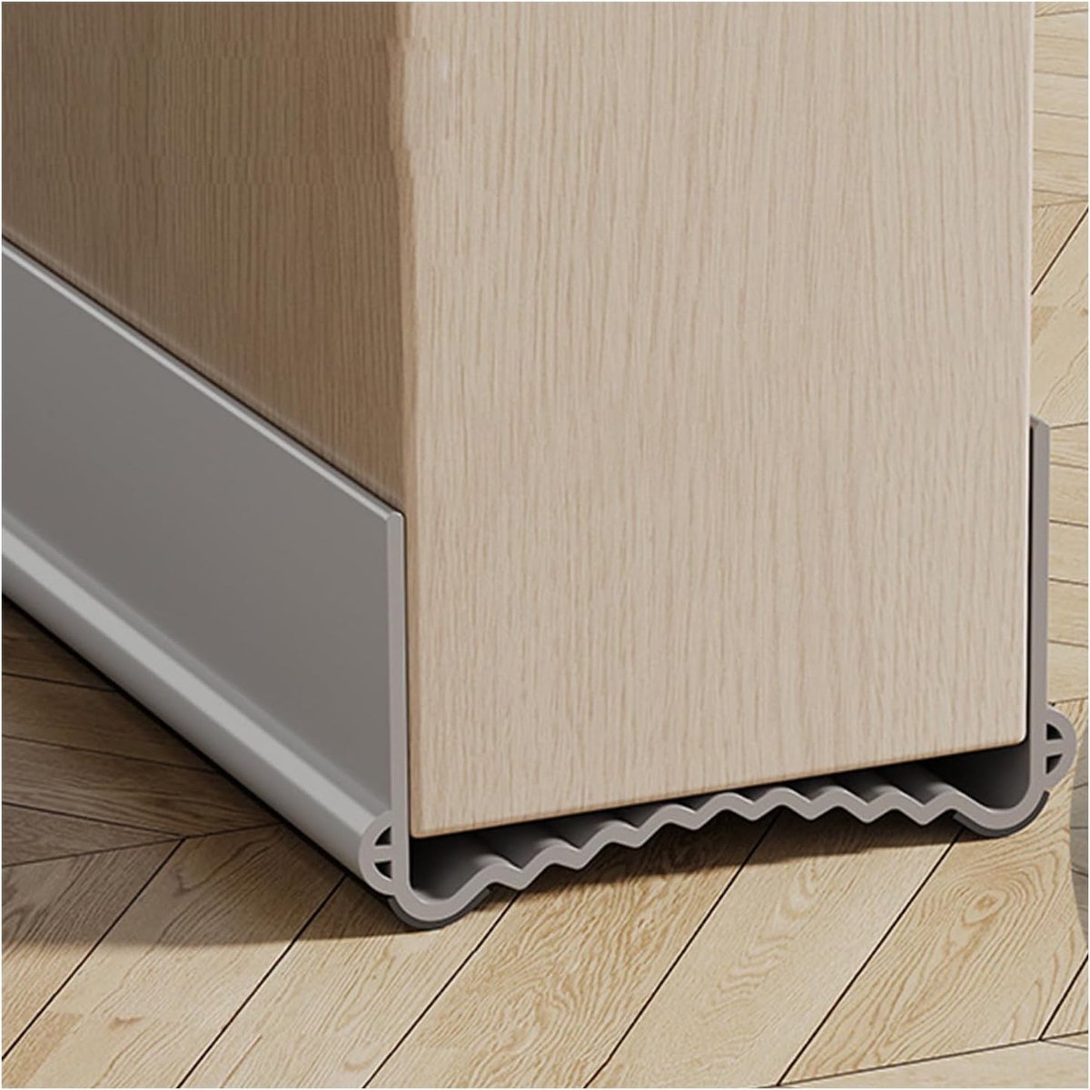 Draught Excluder voor Deuren, Zelfklevende Deurrubbers met Dubbele Seal, Bescherming tegen Geluid, Koude Lucht en Insecten (Grijs, Breedte 5.5-8cm)
