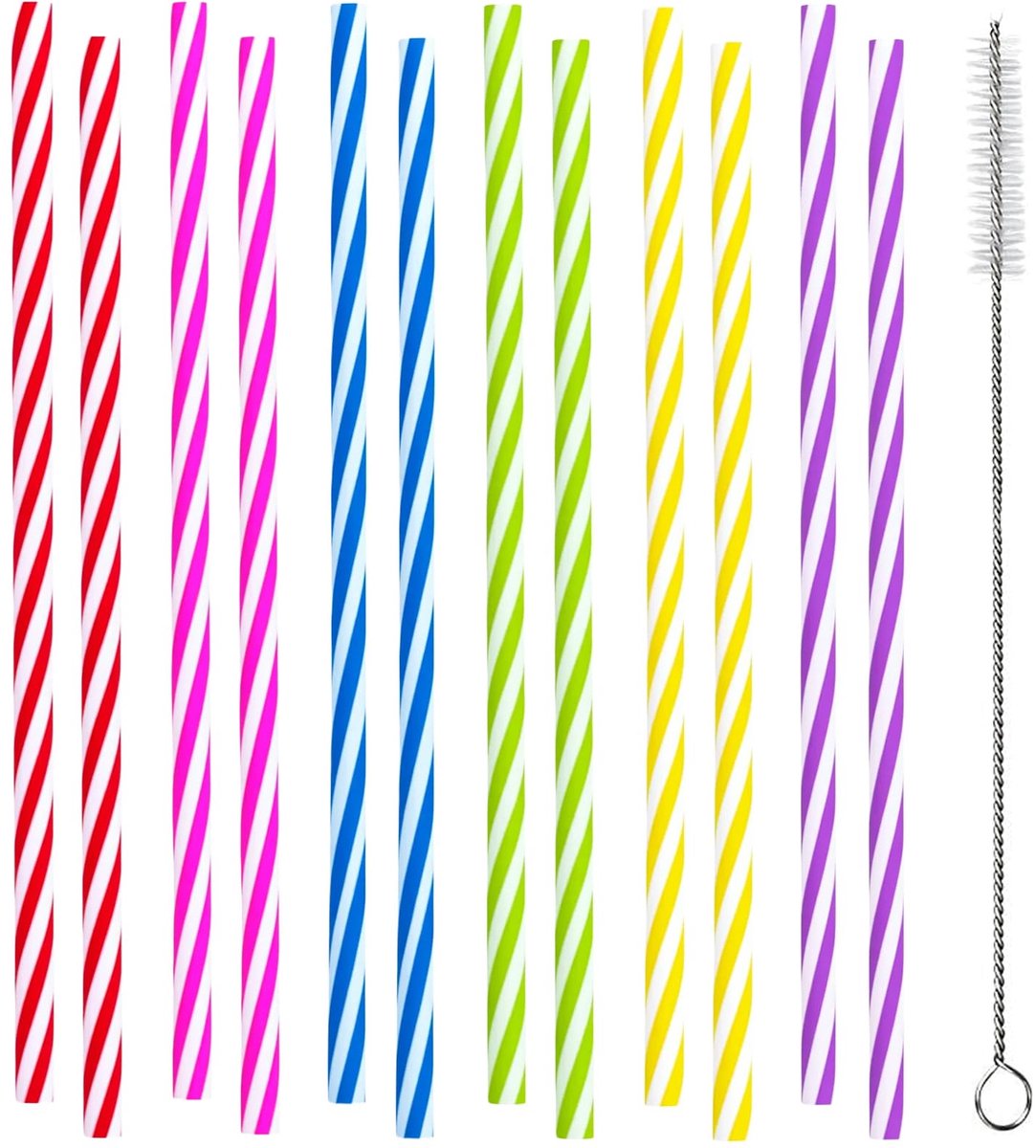 Herbruikbare rietjes 12 stuks - verdikte plastic - kleurrijke set - ideaal voor feestjes - ShopVlot