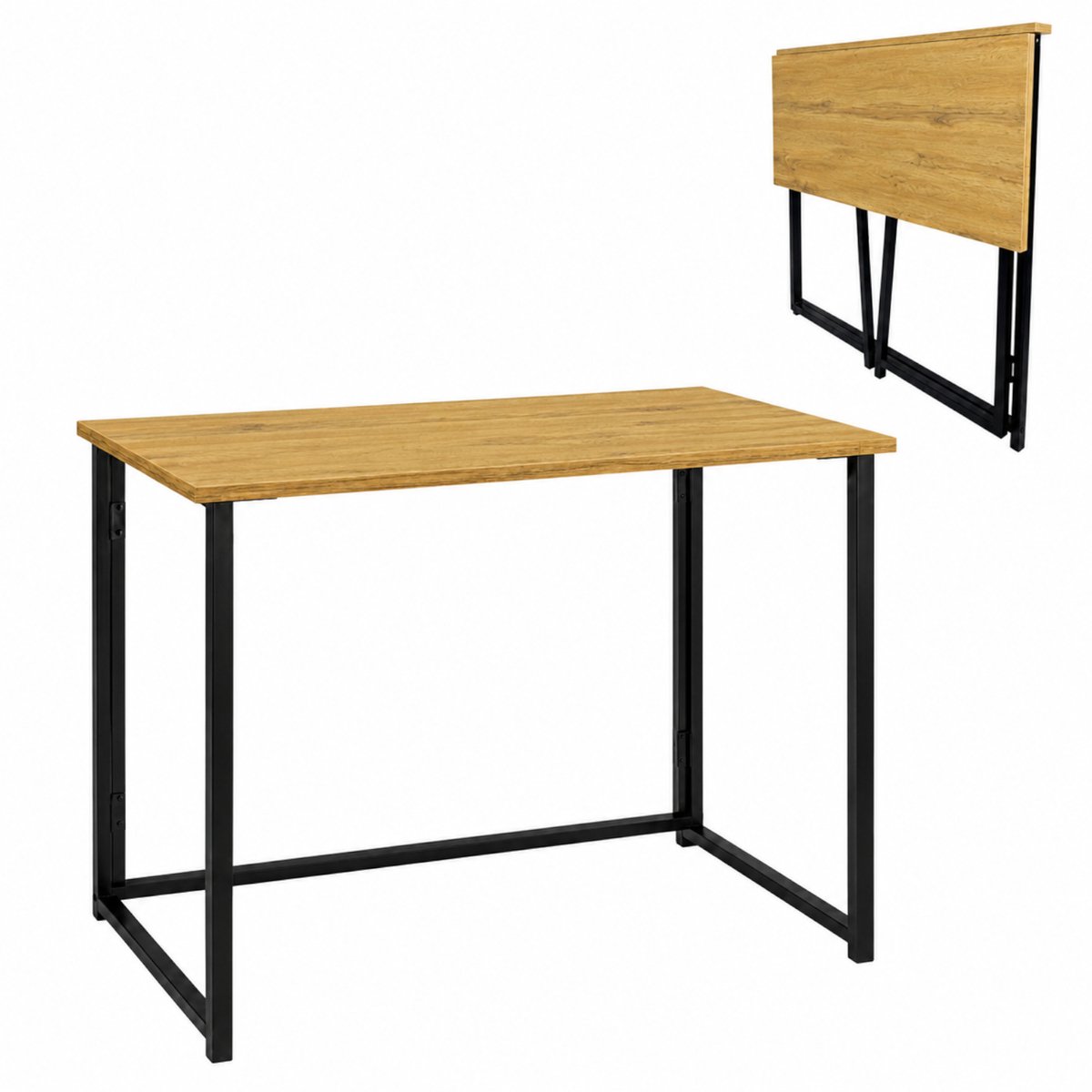 Bureau - eiken/zwart - MDF en metaal - 80 x 40 x 74 cm - opvouwbaar