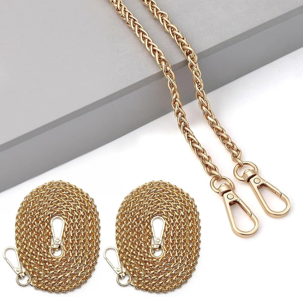 Lichtgouden tas ketting set van 2, stijlvolle zakketting voor modebewuste dames en accessoires