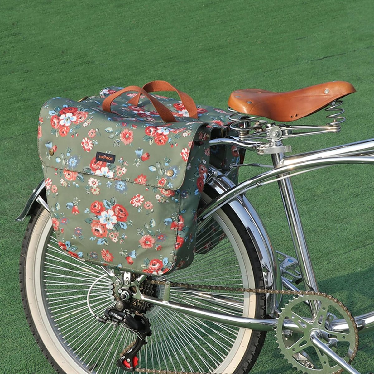 Dubbele Fietstassen - Bagagetas Achterop - Boodschappen Vervoeren - Waterdicht Canvas Materiaal - 33x125x30 cm - Groen — cadeau in Sport & Outdoor - foto 2