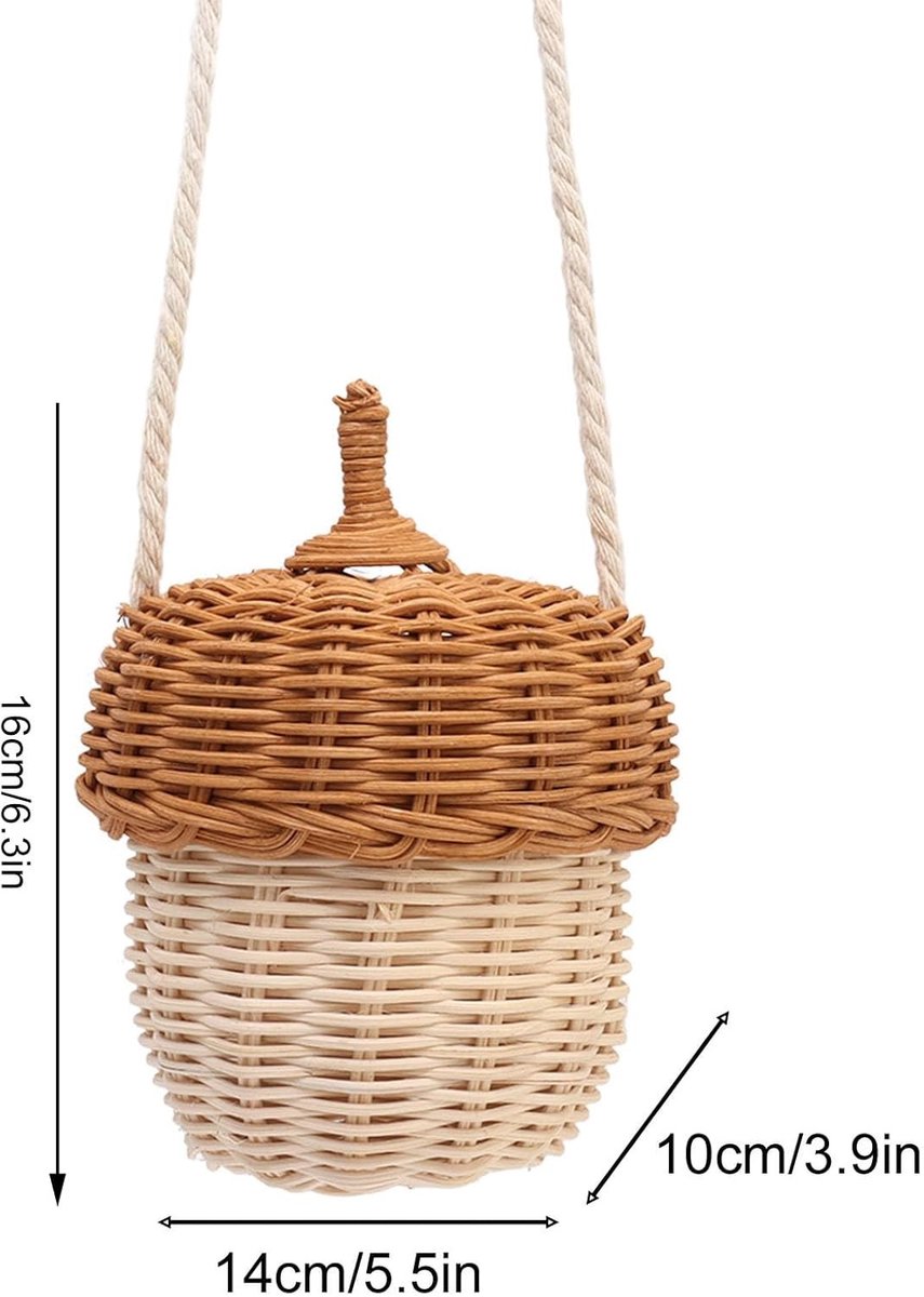 Rieten Opbergmand 16 x 14 x 9 cm, Handgemaakt, Decoratief en Functioneel voor Thuis, Feest en Bruiloft
