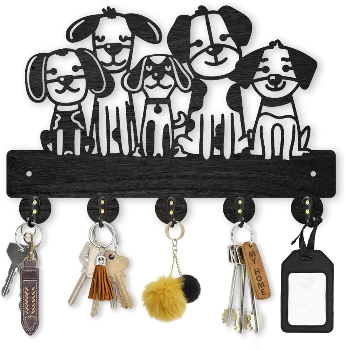 Hondensleutelhouder muur 30 × 20 cm - hout - schattige hond - praktische sleuteloplossing - ShopVlot