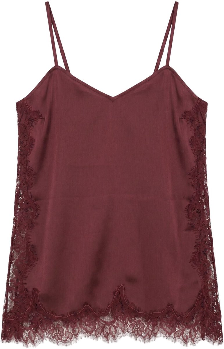 Catwalk Junkie Lace Spaghetti Top Tops & T-shirts Dames - Shirt - Bordeaux - Maat 38