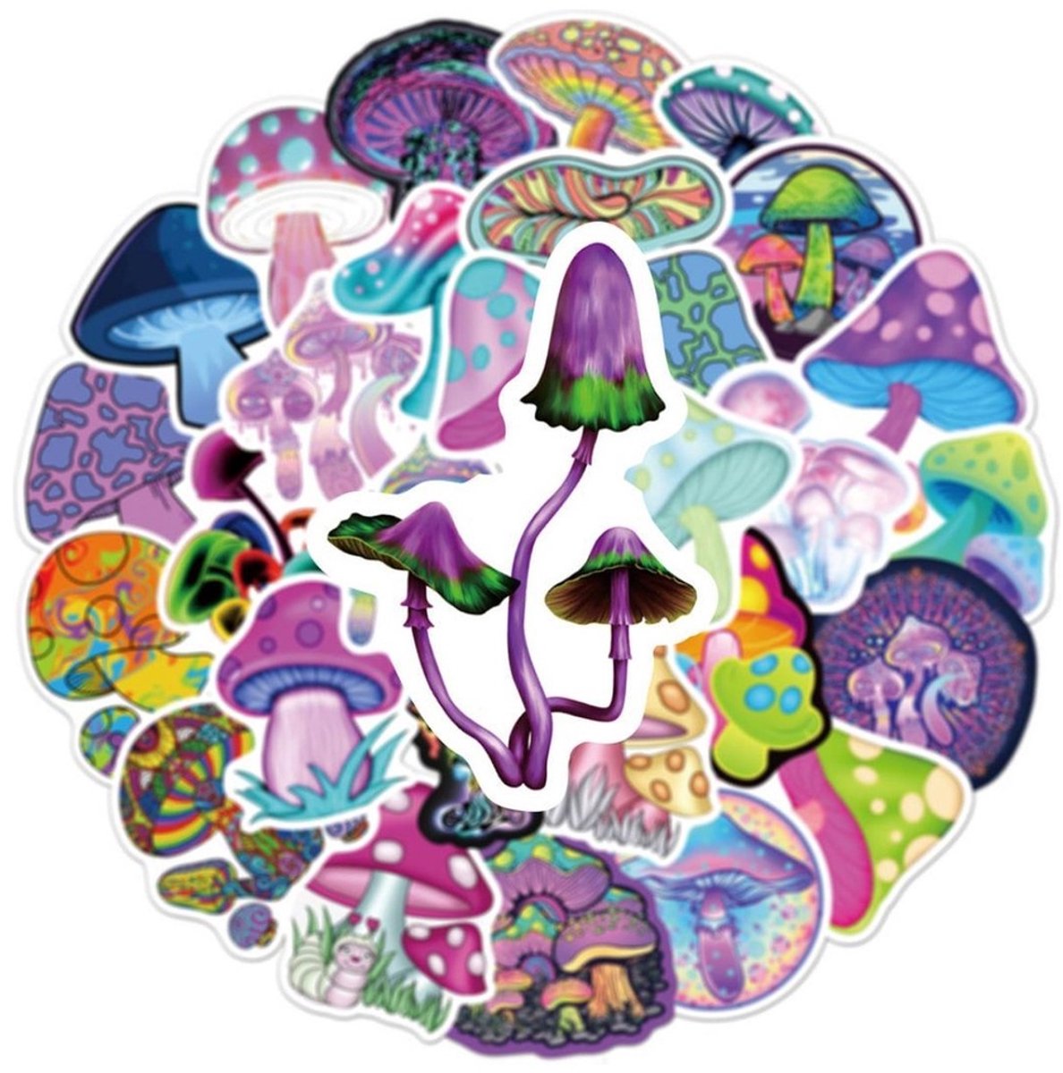 50 Paddenstoelen Stickers – Magic Mushroom Stickermix