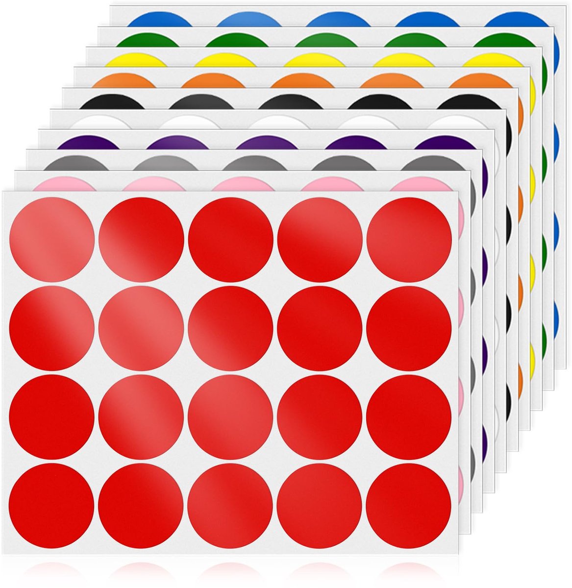 Zelfklevende ronde etiketten 50 mm - kleurrijk vinyl - afneembaar en waterdicht - ideaal voor kantoor - ShopVlot