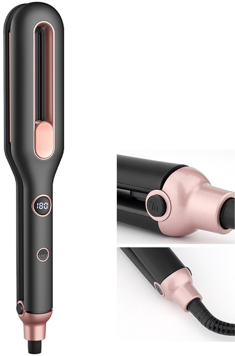 MODFU Stijltang 2-in-1 Keramisch – Snel Opwarmen (10s) – LCD Display – Instelbaar 100-220°C – Zwart