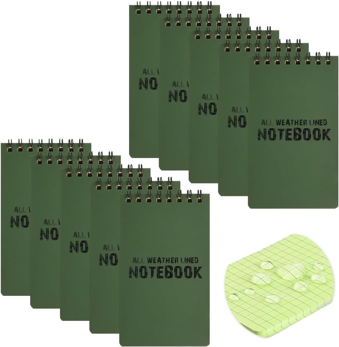 Waterdicht Notitieboek 3 x 5" - 48 vellen - Spiraal - Ideaal voor buitenactiviteiten - ShopVlot